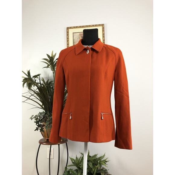 Oleg Cassini Women Jacket 6 Mob Wife 5 Hidden Buttons Front Office Siren Lined - Picture 2 of 10